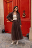 AMBER TULLE SLIM FIT SKIRT - CHOCOLATE