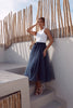 ARIA TULLE PLUM SKIRT - NAVY BLUE/WHITE