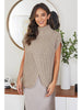 BEIGE KNIT MOCK NECK PONCHO
