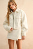 BIG POCKET FRONT ZIPPER JACKET- CREAM