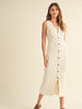 BUTTON DOWN RIBBED KNITTED LONG DRESS
