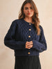 BUTTON FRONT CABLE KNITTED CARDIGAN