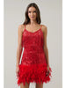 CAMRY FRINGE FEATHER MINI DRESS