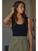 DOUBLE LAYERED SEAMLESS TOP - BLACK