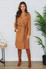 FAUX SUEDE TRENCH COAT - CAMEL