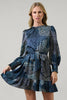 KIRBY GEOMETRIC SEVILLA SATIN RUFFLE DRESS