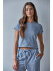 KNIT STRIPED SHORT SLEEVE TOP
