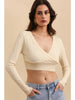 KNIT WRAP CROP TOP - VANILLA