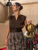 MAGUIE BACK-TIE CROP TOP - CHOCOLATE