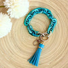 METALLIC CHAIN LINK BANGLE KEYCHAIN | BLUE