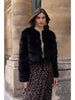 PAULA SHORT FAUX FUR JACKET -  BLACK