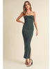 RUCHED DETAIL HALTER NECK KNIT DRESSS