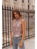 SATIN ELISABETH TOP WITH BOW AT THE COLLAR