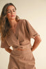 STRIPE PATTERN TWISTED FRONT TOP - STRAW/WHITE