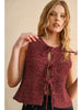 TWO TONE TIE FRONT VEST TOP