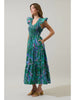 VESPER SUN FIRE TIERED MIDI DRESS