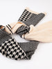 CABLE HOUNDSTOOTH SCARF-IVORY/BLACK