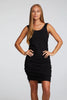 RECYCLED COZY RIB SHIRRED BODY CON DRESS