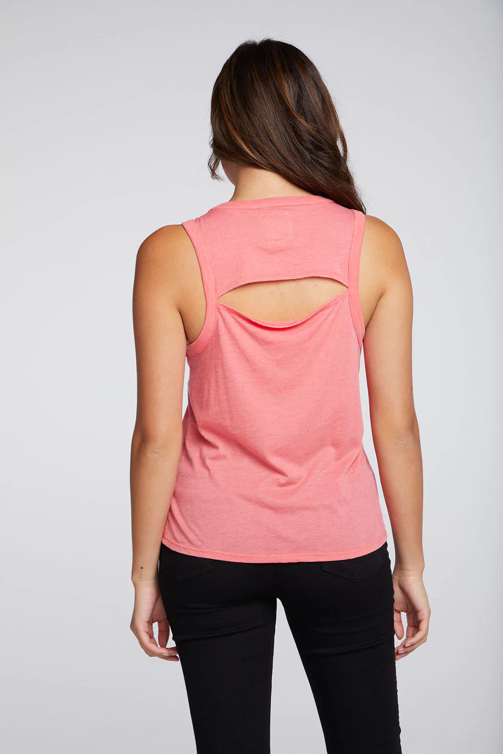 RECYCLED VINTAGE SLIT BACK MUSCLE TANK - PINK LEMONADE