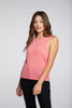 RECYCLED VINTAGE SLIT BACK MUSCLE TANK - PINK LEMONADE