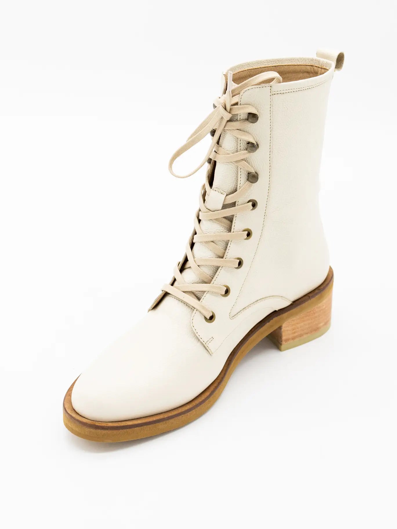YUHUP COMBAT BOOTS - IVORY LEATHER